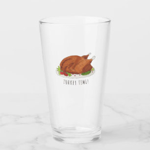 Funny Thanksgiving Turkey Time Glass Cup