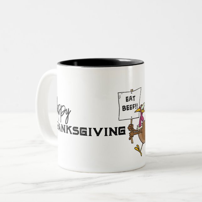 Funny Thanksgiving Two-Tone Coffee Mug (Front Left)