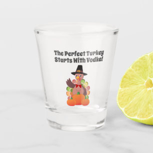 Funny Thanksgiving Vodka Turkey Pumpkin Festive Shot Glass
