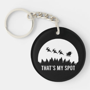 Funny That's My Spot Xmas Session Santa on Sleigh Key Ring