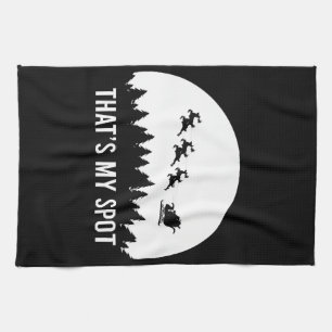 Funny That's My Spot Xmas Session Santa on Sleigh  Tea Towel