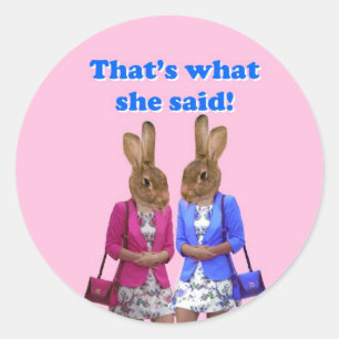 Funny that's what she said text classic round sticker