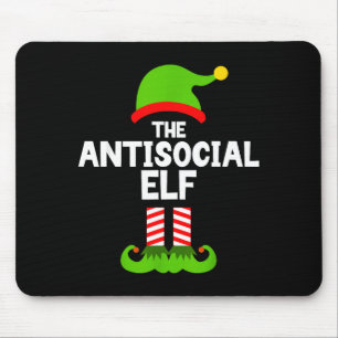 Funny The Antisocial Elf Christmas Family Pajama A Mouse Pad