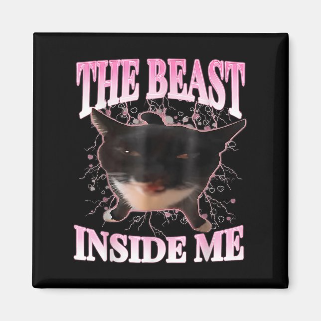 Funny The Beast Inside Me Silly Cat Meme Humour Ca Magnet (Front)