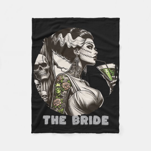 Funny The Bride The Monster Frankenstein Spooky Ha Fleece Blanket (Front)