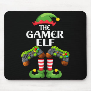 Funny The Gamer Elf Christmas Gamer Boy Kids  Mouse Pad