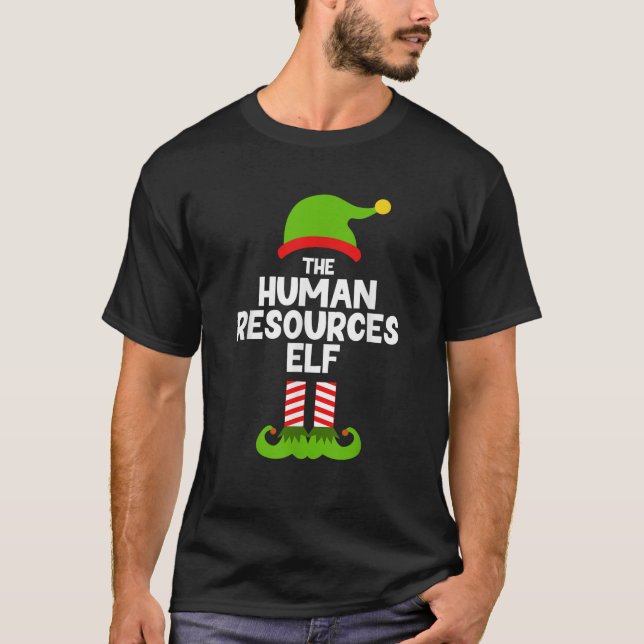 Funny The Human Resources Elf Christmas Family Paj T-Shirt (Front)