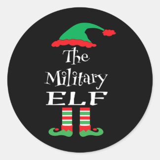 Funny The Military Elf Xmas Family Matching Women Classic Round Sticker