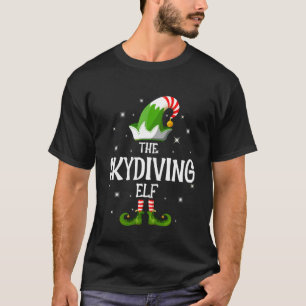 Funny The Skydiving Elf Family Matching Group Chri T-Shirt