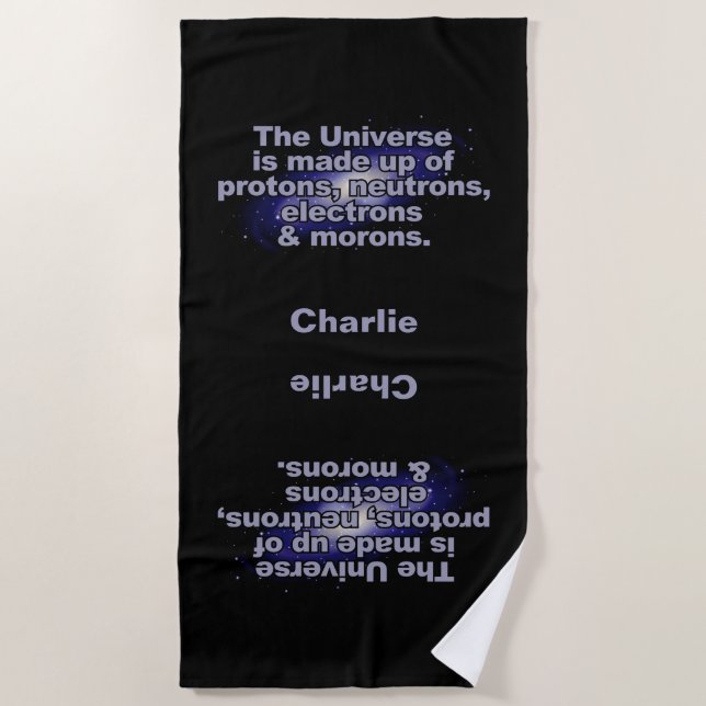 Funny "The Universe" custom name towel (Front)