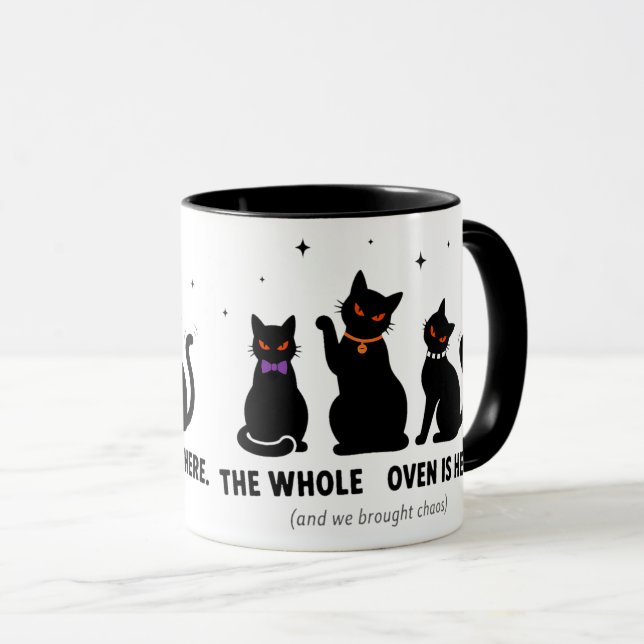  Funny The Whole Coven Is Here Black Cats Hallowee Mug (Front Right)