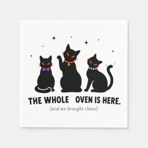 Funny The Whole Coven Is Here Black Cats Hallowee Napkin