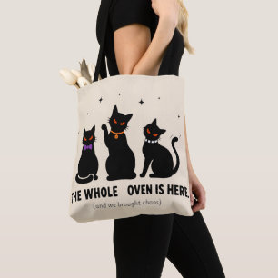 Funny The Whole Coven Is Here Black Cats Hallowee Tote Bag