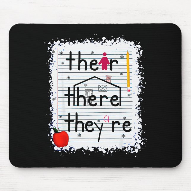 Funny Their There They Are Book English Grammar Te Mouse Pad (Front)