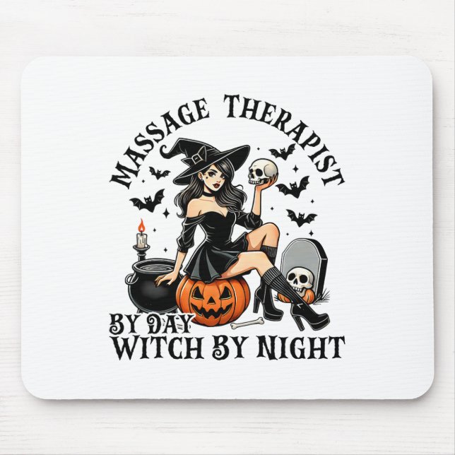 Funny Therapy Halloween Mage Therapist By Day Witc Mouse Pad (Front)