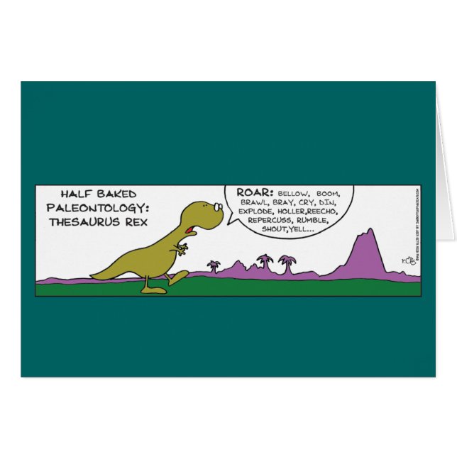 Funny Thesaurus Rex Dinosaur Card (Front Horizontal)