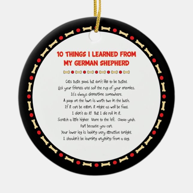 Funny Things I Learned From My German Shepherd Ceramic Tree Decoration (Front)