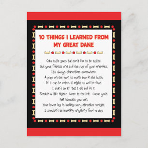 Funny Things I Learned From My Great Dane Postcard
