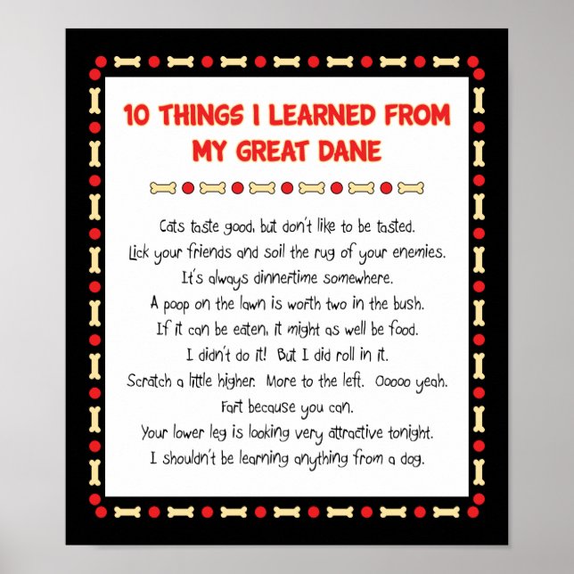Funny Things I Learned From My Great Dane Poster (Front)