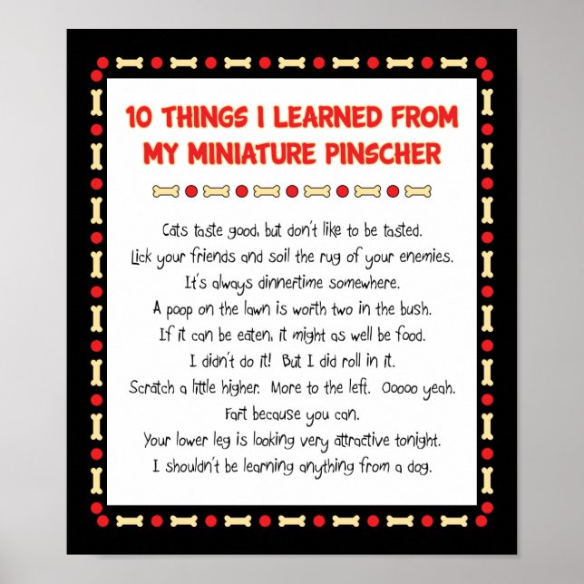 Funny Things I Learned From My Miniature Pinscher Poster (Front)