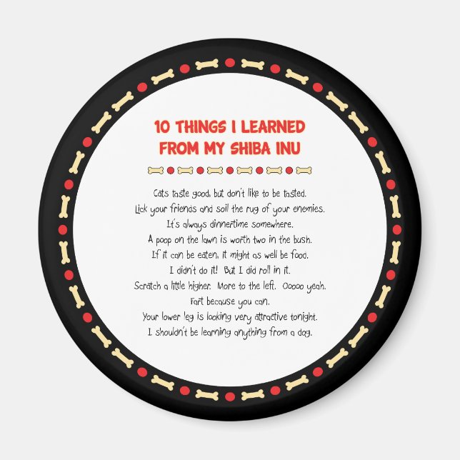 Funny Things I Learned From My Shiba Inu Magnet (Front)