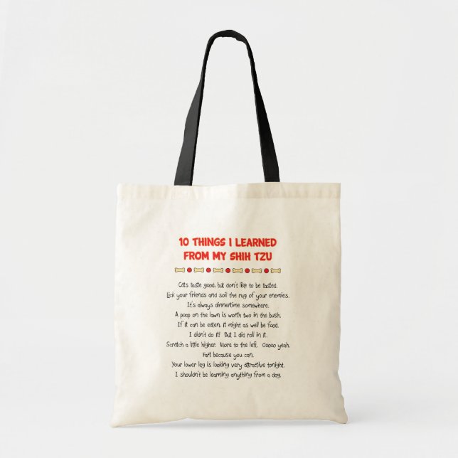 Funny Things I Learned From My Shih Tzu Tote Bag (Front)