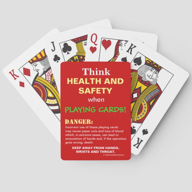 Funny Think Health and Safety Spoof Joke Warning Playing Cards (Back)