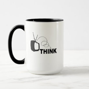 Funny think thunk outside idiot box tv television mug