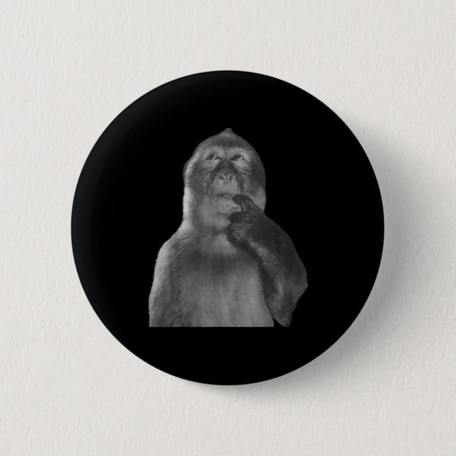 Funny Thinking Monkey Meme Curious Ape Brainrot  6 Cm Round Badge (Front)