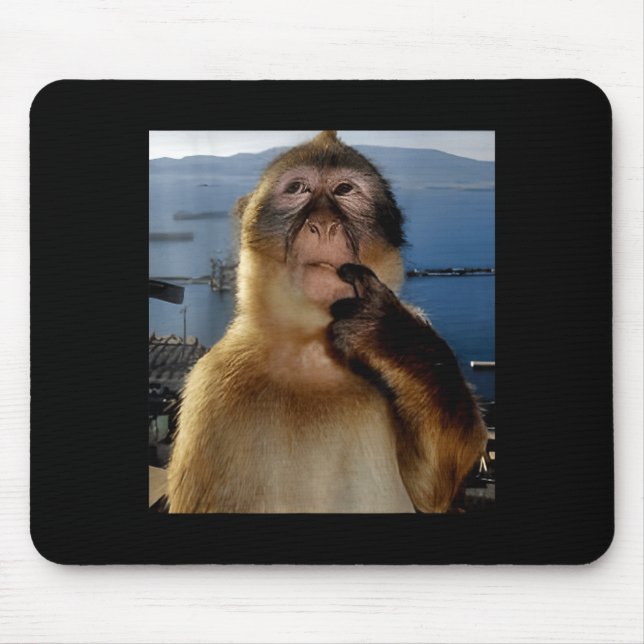 Funny Thinking Monkey Meme Curious Ape Brainrot Gi Mouse Pad (Front)