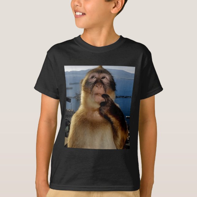 Funny Thinking Monkey Meme Curious Ape Brainrot Gi T-Shirt (Front)