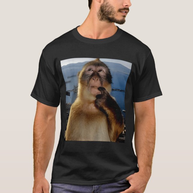 Funny Thinking Monkey Meme Curious Ape Brainrot Gi T-Shirt (Front)