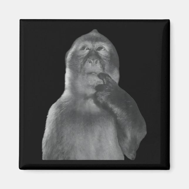 Funny Thinking Monkey Meme Curious Ape Brainrot  Magnet (Front)