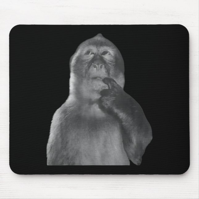 Funny Thinking Monkey Meme Curious Ape Brainrot  Mouse Pad (Front)