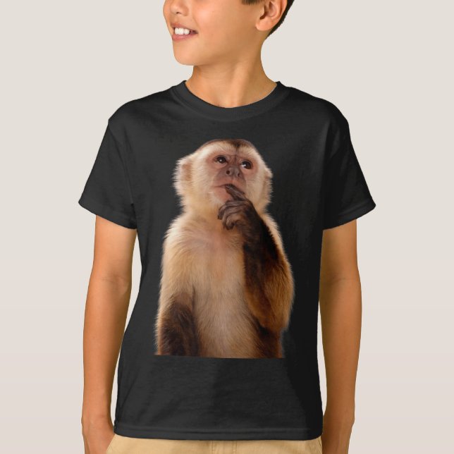 Funny thinking monkey meme sarcastic  T-Shirt (Front)