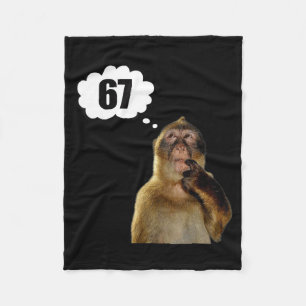 Funny Thinking Monkey Meme Six Seven 6 7 Meme Fleece Blanket