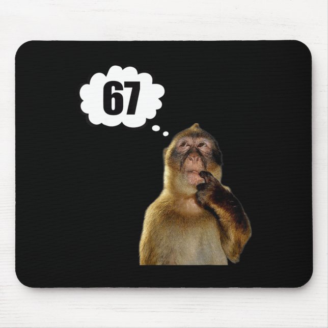 Funny Thinking Monkey Meme Six Seven 6 7 Meme  Mouse Pad (Front)