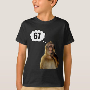 Funny Thinking Monkey Meme Six Seven 6 7 Meme  T-Shirt