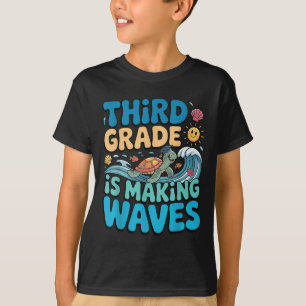 Funny Third Grade Making Waves Beach Teacher Back T-Shirt