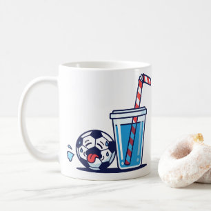 Funny Thirsty Soccer Ball Needing Cold Water Drink Coffee Mug