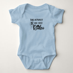 Funny This Actually Is My First Rodeo Black Blue Baby Bodysuit