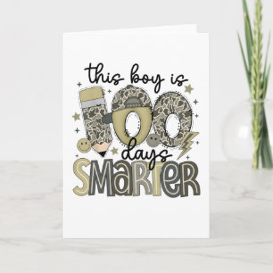 Funny This Boy Is 100 Days Smarter School Card