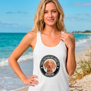 Funny "This Human Belongs To" Custom Pet Dog Photo Singlet