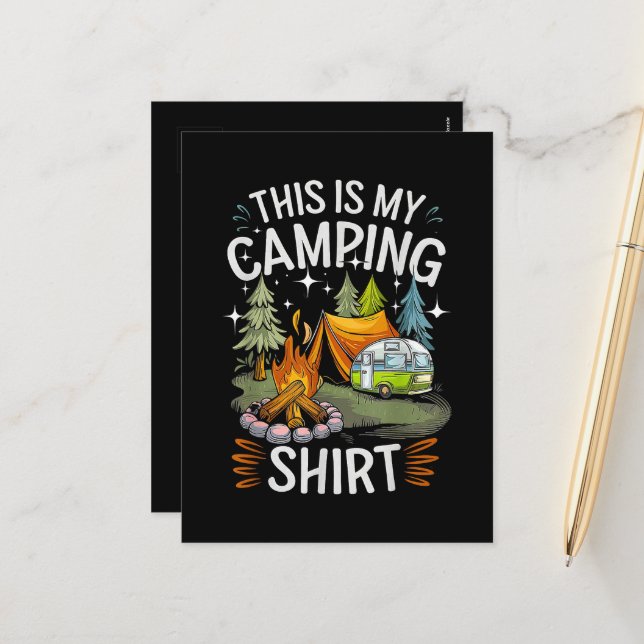 Funny This Is My Camping For Camper Holiday Postcard (Front/Back In Situ)
