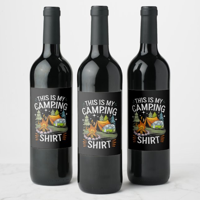 Funny This Is My Camping For Camper Wine Label (Bottles)
