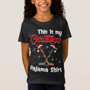 Funny This Is My Christmas Hockey Pajama Xmas Ligh T-Shirt