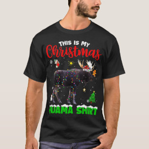 Funny This Is My Christmas Pajama Moose Red Plaid T-Shirt