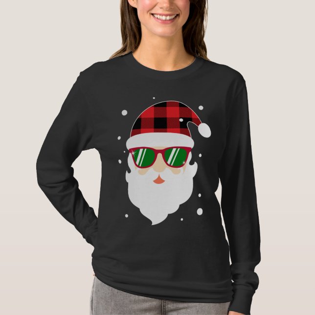 Funny This Is My Christmas Pajama Plaid Santa Hat  T-Shirt (Front)
