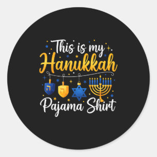 Funny This Is My Hanukkah Pajamakah Pajama Chanuka Classic Round Sticker