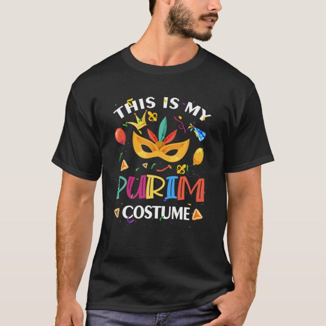 Funny This Is My Purim Costume Mask Hamantash Jewi T-Shirt (Front)